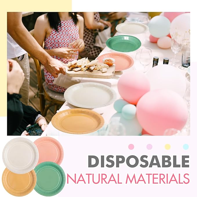 Zhehao 60 Pcs Sage Green Dusty Pink Paper Plates 9 Inch Disposable Summer Plates Party Decoration for Birthday Picnic Spring Wedding Baby Shower