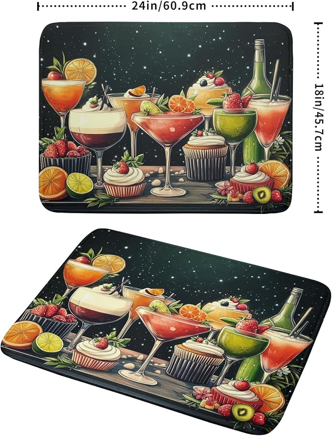 Wine Glass Dish Drying Mat - Summer Party Absorbent Microfiber Kitchen Drying Pad for Counter Decoration