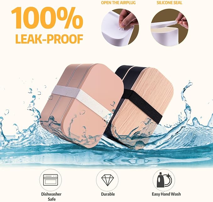 Bento Box with Lunch Bag Microwavable All-in-One Meal Prep Compartment Lunch Containers with Utensils Leak Resistant Lunch Box with Sauce Container 60oz Pink