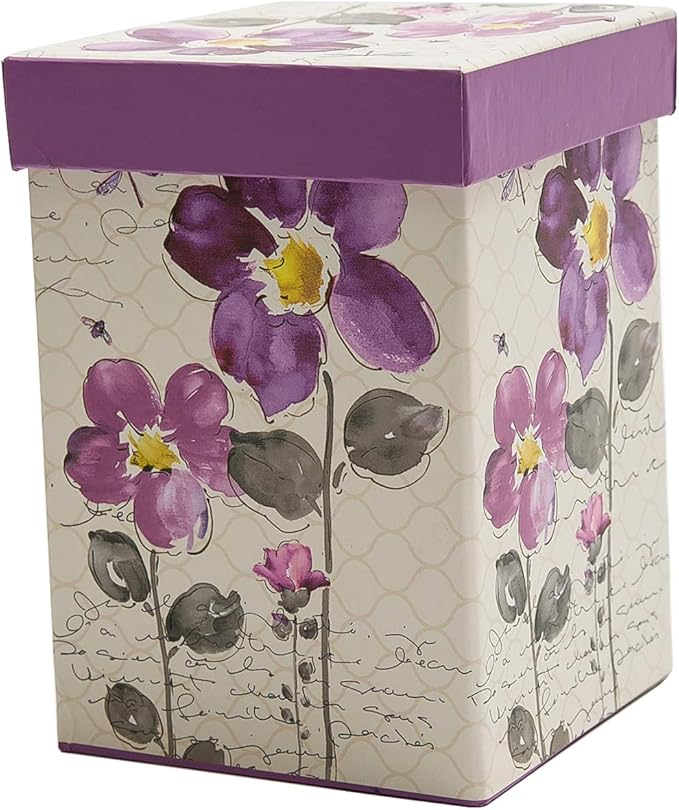 Topadorn Christmas Ceramic Mug Coffee Mugs with Lid and Gift Box for Holiday Party Latte Mug, 17oz. Purple Flower