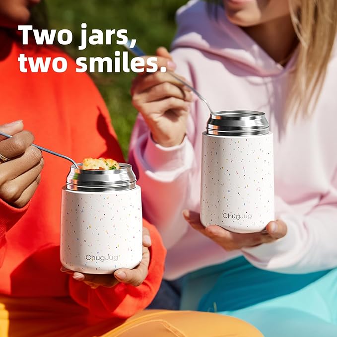 Thermo for Hot Food for Adults Kids | Wide Mouth, 18 oz Insulated Food Jar with Spoon, Leakproof Soup Thermo for School Office Travel, Thermal Steel Lunch Container Easy to Carry (White)