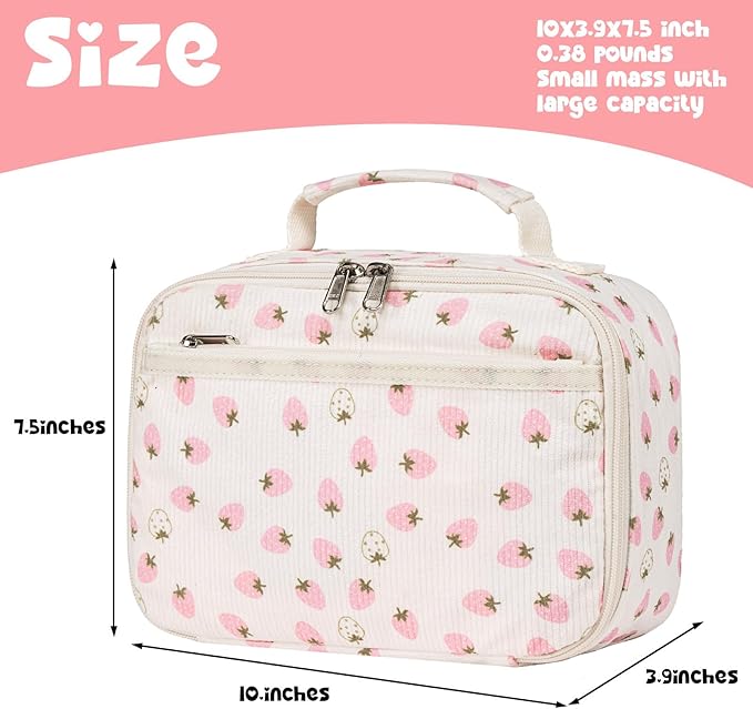 Bluboon Kids Girls Lunch Bag Insulated Lunch Box for school Corduroy Lunch Cooler Organizer School Kids Lunch Tote