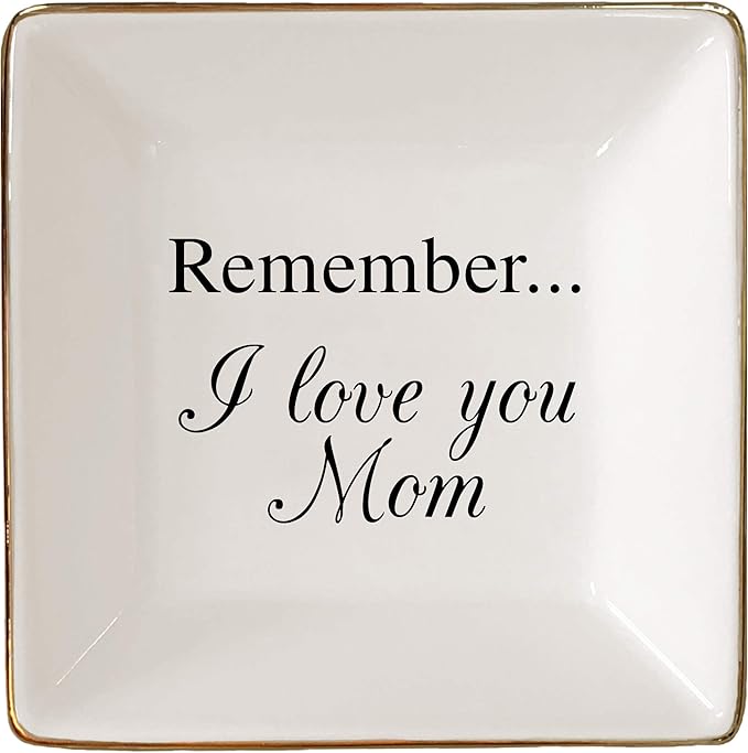 Simply Charmed Love You Mom Jewelry Dish - Elegant Trinket Tray for Rings & Small Keepsakes - Gifts for Mom from Daughter or Son - Gift for Mother's Day or Birthday