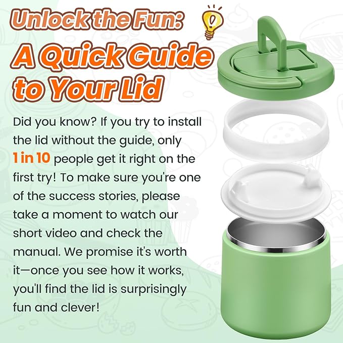 Soup Thermo for Hot Food 20oz Lunch Containers with Buckle Lid Wide Mouth Hot Food Jar Vacuum Insulated Stainless Steel Bento Box Leakproof with Spoon(Green)