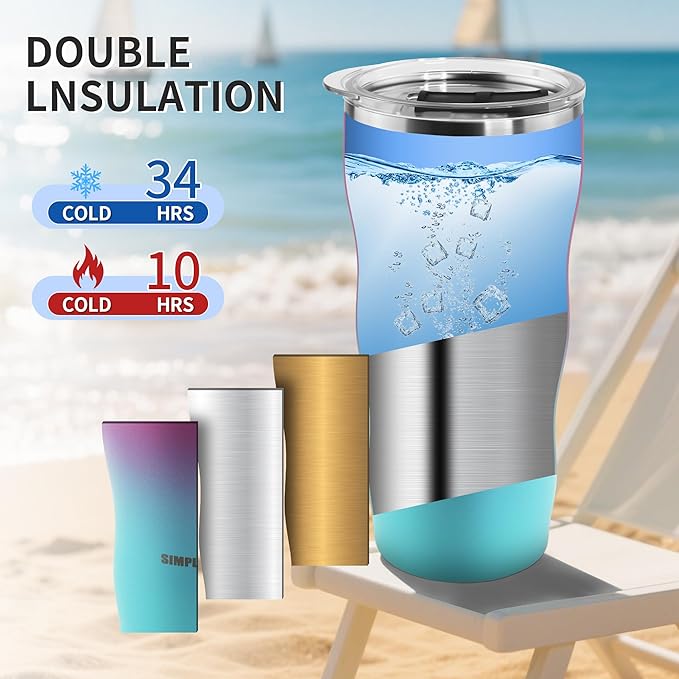 20Oz Insulated Tumbler With Straw And Lid, Stainless Steel Coffee Cup, Double Wall Vacuum Travel Mug,Spill proof Iced Coffee Tumbler, Beach tumbler, Green Red Tumbler