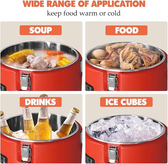 21QT Insulated Soup Container Commercial Food Warmer for Hot or Cold Food,5 Gallon Hot Box for Catering, Food Cooler with 4 Buckles, Handles,Soup Carrier for Restaurant, Canteen, Home