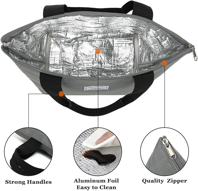 XQXA Lunch Bag Reusable Insulated Cooler Water Resistant Lunch Box Adult Tote Lunch Bag for Women/Men Work Picnic Beach or Travel