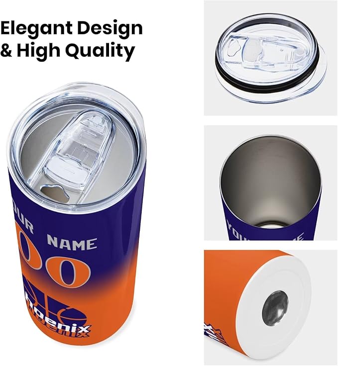 Custom Tumblers Stainless Steel Cup Personalized Basketball Insulation Travel Mug Add Your Name Number 20 oz Fans Gift for Men Women