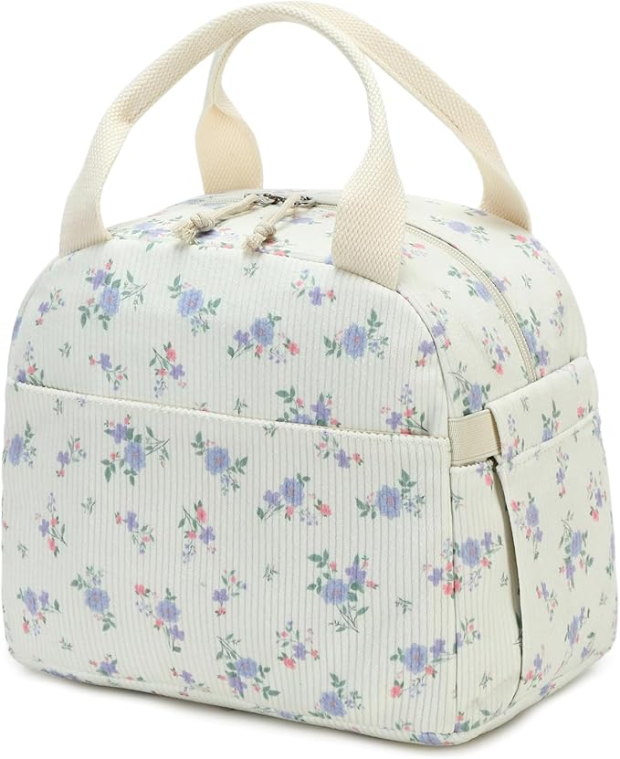 Bluboon Lunch Bag for Women Men Cute Corduroy Lunch Tote Bags Reusable Insulated Lunch Box Large Capacity Reusable Insulated Cooler for Work Picnic or Travel