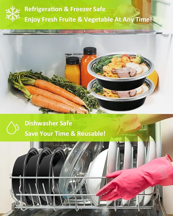 SHOPDAY Meal-Prep-Containers-35 Pack 24 oz Plastic-Food-Storage-Containers-with-Lids, Disposable-Food-Prep-Containers-Microwave-Safe, Meal-Prep-Bowls-Reusable, To-Go-Contianers-for-Lunch