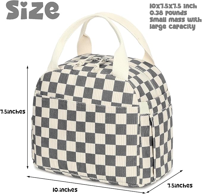 Bluboon Lunch Bag for Women Men Cute Corduroy Lunch Tote Bags Reusable Insulated Lunch Box Large Capacity Reusable Insulated Cooler for Work Picnic or Travel