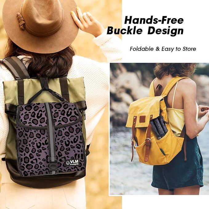 VLM Lunch Bags for Women,Leakproof Insulated Floral Lunch Box with Adjustable Shoulder Strap Reusable Zipper Cooler Tote Bag for Work,Picnic,Camping Leopard-Purple