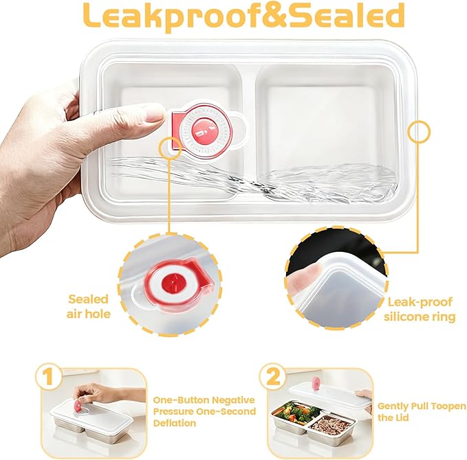 4 Pack Reusable Stainless Steel Snack Containers with Lids, Double Compartment Grab and Go Snack Food Storage Durable Portable for Adults Travel and Outdoor Camping Lunch Snack Boxes