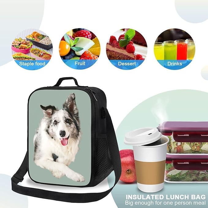 Personalized Pet Lunch Bag, Custom Pet Lunchbag, Custom Insulated Neoprene Pet Photo Lunch Tote with Adjustable Shoulder Strap - Cute Funny Reusable Lunch Box Containe for Dog Lovers, Cat Lovers