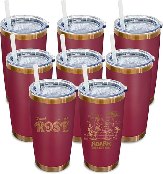 20 oz Tumbler Bulk 8 Pack Stainless Steel Tumblers with Lids and Straws, Double Wall Vacuum Insulated Travel Coffee Mug for Laser Engrave, Powder Coated Cups for Hot and Cold Drinks (Red,8 pack)