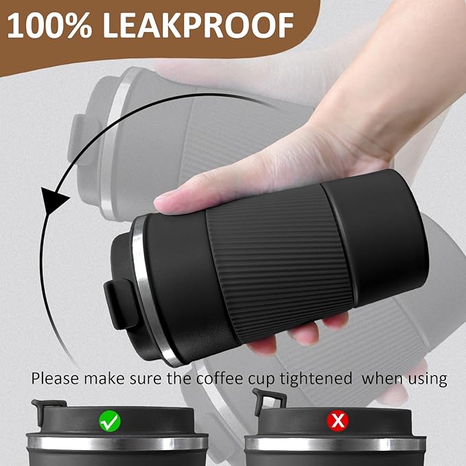 4 Pack Insulated Coffee Mug with Lid 17oz Travel Coffee Tumbler Stainless Steel Reusable Coffee Cups Thermal Coffee Mug for Hot and Iced Cold Drinks, Multicolor