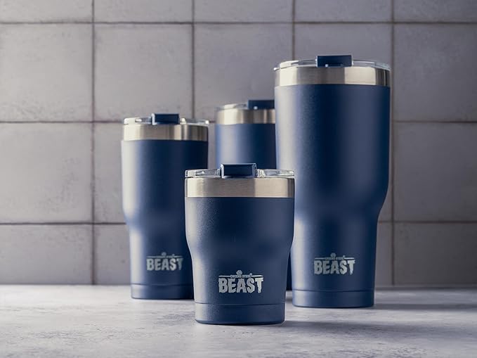 Beast 40 oz Tumbler Stainless Steel Vacuum Insulated Coffee Ice Cup Double Wall Travel Flask (Navy Blue)