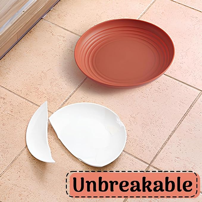 Wheat Straw Plate, Unbreakable Dinner Plates Set of 12/8, Dishwasher & Microwave Safe Plastic Plates Reusable, Lightweight Plates for kitchen (8 PCS, 9 IN)