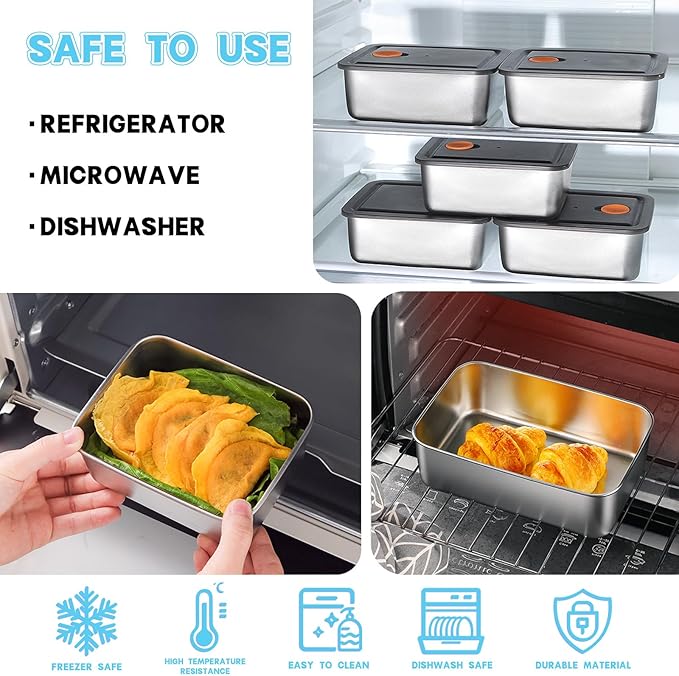 10 Set Stainless Steel Food Storage Containers with Lids, Reusable Metal Meal Prep Containers, Leak-Proof Stackable Storage Boxes, Dishwasher and Freezer Safe, Durable Bento Snack Boxes(20oz)