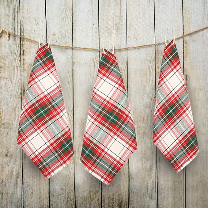 Urban Villa Checkered KitchenTowels Set of 6 Classic Checks Kitchen Towels 20X30 Inches 100% Cotton Highly Absorbent Kitchen Towels Premium Quality Ultra Soft Mitered Corners KitchenTowels