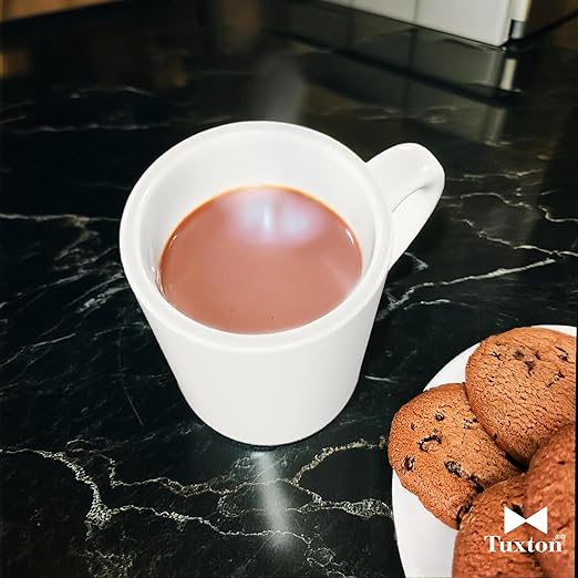 Tuxton China TRE-017 Tiara Mug, 8 oz., 3" Diameter x 3-7/8"H, Microwave and Dishwasher Safe, Oven Proof, Fully Vitrified, Ceramic, TuxCare, Healthcare, Reno/Nevada, American White/Eggshell, Pack of 36