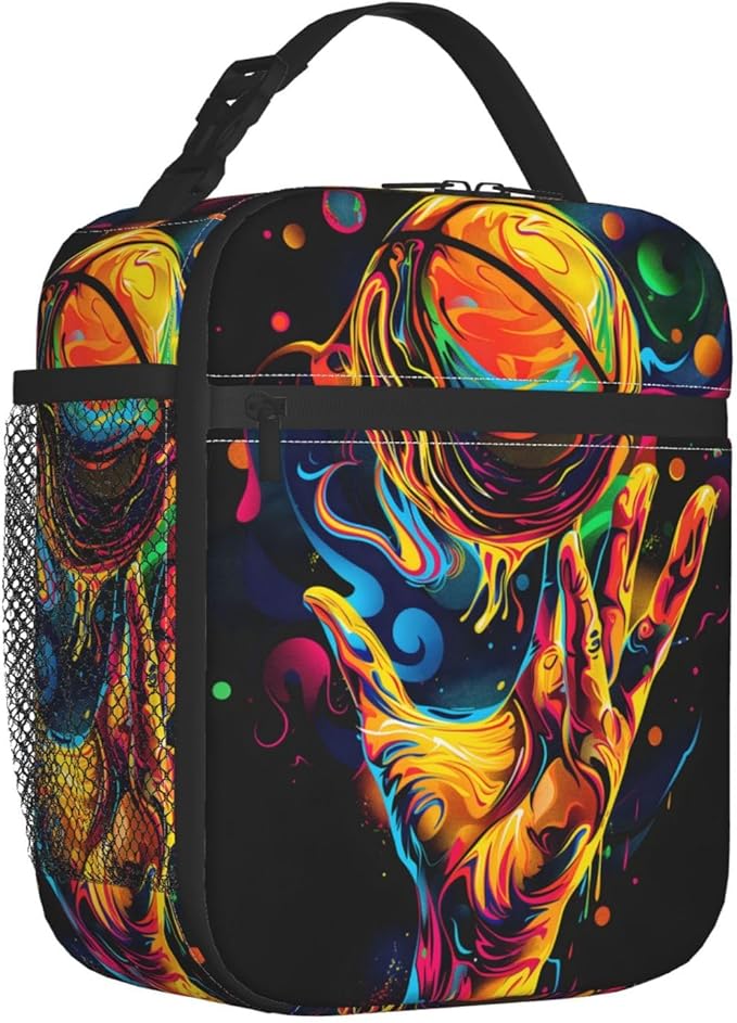 Basketball Lunch Box for Women Men, Insulated Lunch Box, Reusable Lunch Bag for Office, Work, Picnic, Travel