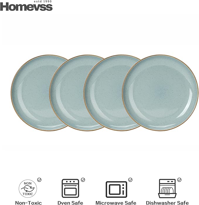 Eur-Nordic Shape Raising Rim 20pc Dinnerware Set, Shiny Glaze Grey with Speckle Effect