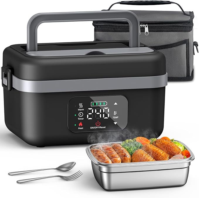 VASG Cordless Electric Lunch Box for Adults, 16000mAh Rechargeable Auto Heated Lunch Box, 1L Portable Self-Heating Food Warmer for Office, Picnic, Car & Outdoor Use