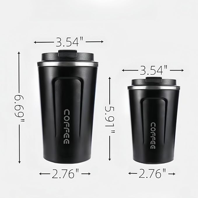 304 stainless steel coffee cup. Durable, leak - proof. Fits home, office, outdoors. 12oz/17oz options, multiple colors. Ideal for coffee lovers (Black, 12oz)