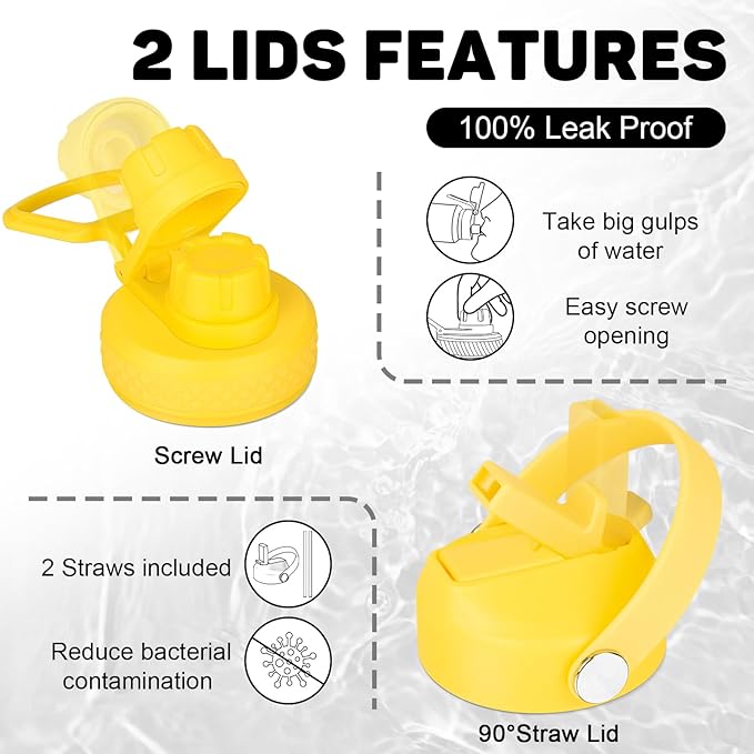 32oz Insulated Water Bottle, Fit in Any Car Cup Holder, Water Bottle with Straw Lids, Stainless Steel Insulated Water Flask Double Wall Leak-proof BPA Free to Keep Cold&Hot