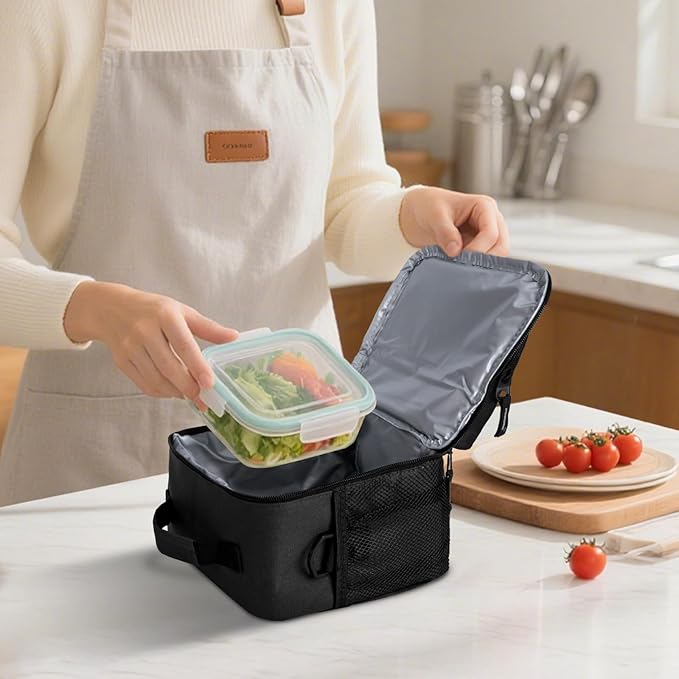 BALEINE Insulated Lunch Bag for Men Women, Leakproof Cooler Bag with Adjustable Shoulder Strap for Work Picnic, Lunch Box for Women Men (Small, Black)