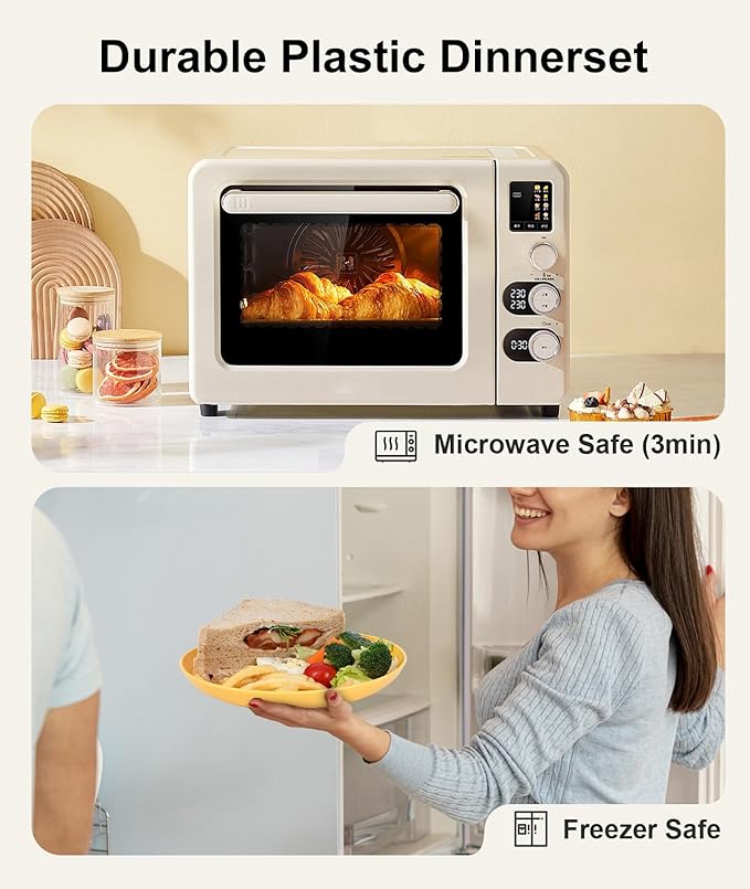 Quatish 24 Piece Plates and Bowls Sets for 6, Unbreakable Dinnerware Sets, Plastic Dish Set for Camping, Dishwasher Microwave Safe, Outdoor Kitchen and Apartment Dinning RV Essentials, Multi