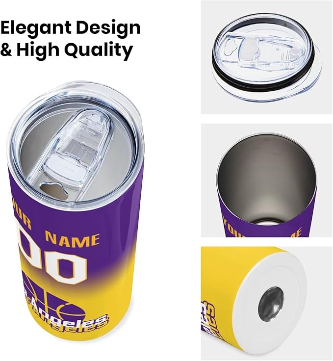 Custom Tumblers Stainless Steel Cup Personalized Basketball Insulation Travel Mug Add Your Name Number 20 oz Fans Gift for Men Women