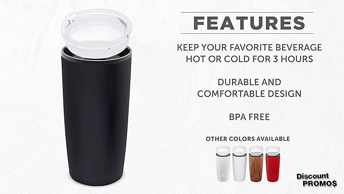 DISCOUNT PROMOS Plastic Tumblers 20 oz. Set of 6, Bulk Pack - With lids, Ice Coffee Tumbler, To Go Cup, Insulated - Black