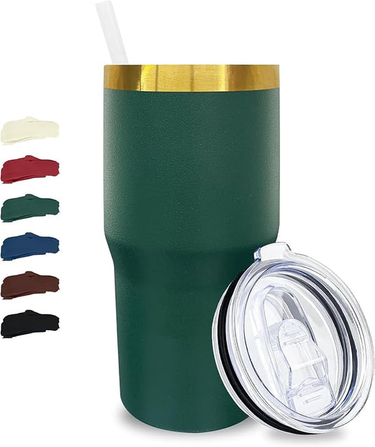 20 oz Tumbler Stainless Steel Tumbler with Lid and Straw, Double Wall Vacuum Insulated Travel Coffee Mug for Laser Engrave, Powder Coated Cups for Hot and Cold Drinks (Army Green,1 pack)