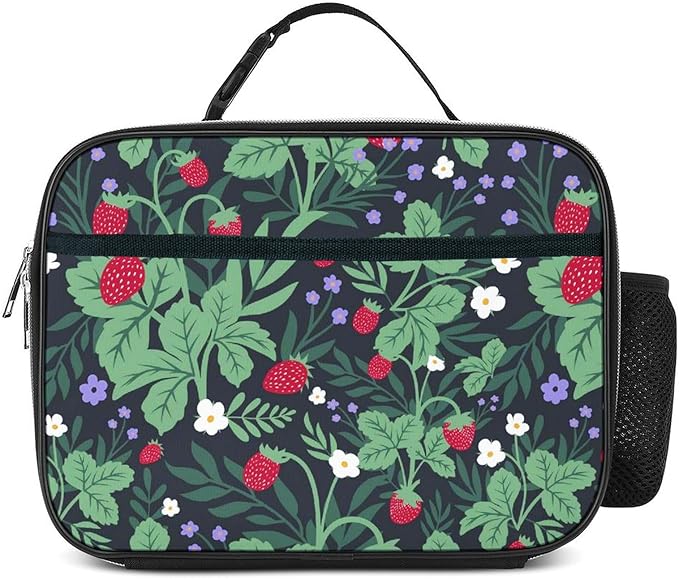 Strawberry Lunch Box Insulated Reusable Lunch Bag Tote Cooler for Women Men Boy Girl School Work Office Picnic