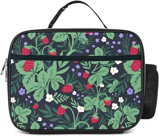 Strawberry Lunch Box Insulated Reusable Lunch Bag Tote Cooler for Women Men Boy Girl School Work Office Picnic