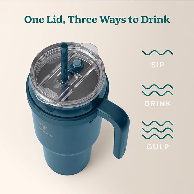 REDUCE 40 oz Stainless Steel Tumbler with Handle - Dual-Wall Vacuum Insulated Travel Mug, Sweat-Proof Lid & Reusable Straw - Keeps Drinks Cold for 24 Hrs, Fits Cupholders, Dishwasher Safe - Dark Web