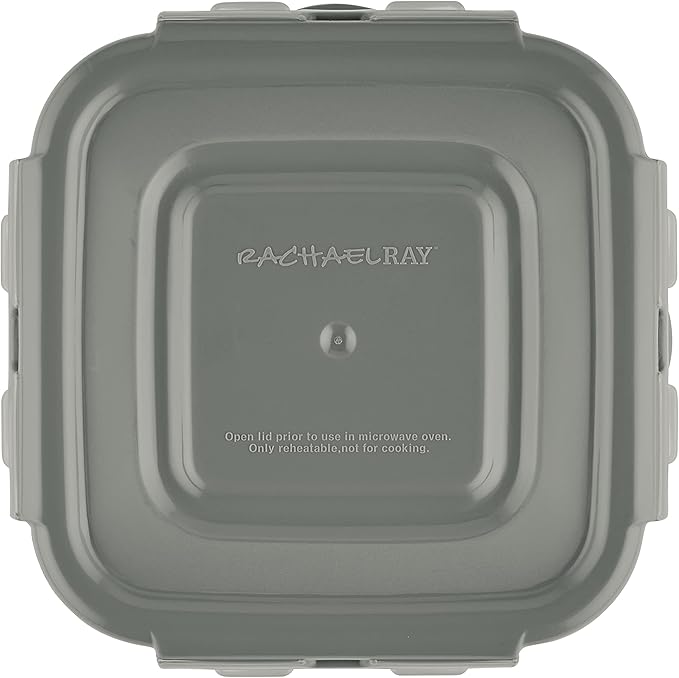 Rachael Ray Leak-Proof Stacking Container Food Storage Bin Set, 30-Piece, Clear with Gray Lids