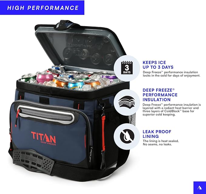 Titan by Arctic Zone Deep Freeze Cooler - Zipperless Hardbody Cooler - Deep Freeze Insulation, HardBody Liner, and SmartShelf