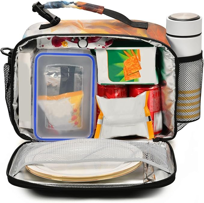 ALAZA Wolf Kids Lunch Box Insulated Reusable Lunchbox Meal Container Lunchbag with Shoulder Strap