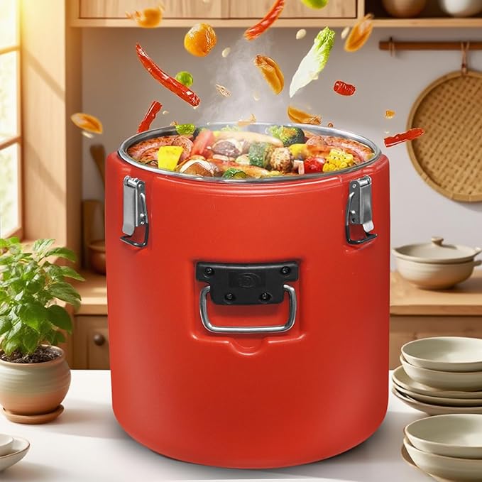 21QT Insulated Soup Container Commercial Food Warmer for Hot or Cold Food,5 Gallon Hot Box for Catering, Food Cooler with 4 Buckles, Handles,Soup Carrier for Restaurant, Canteen, Home