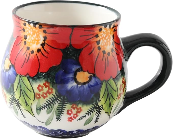 ALMA 2025 Updated Ceramic Coffee Mug 12oz/380ml,Flower Mug,Unique Tea Cup For Women,Microwave Oven Safe(Jungle Floral,Medium)