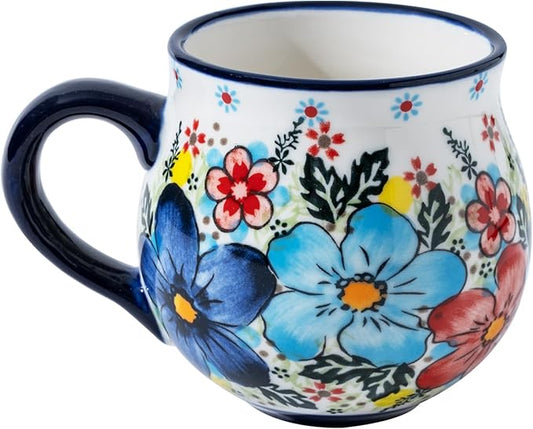 ALMA 12oz Handpainted Microwave Safe Coffee Mug, Unique Ceramic Tea Mug For Girl Friend,Mother, Woman(Assorted Flowers,Medium)