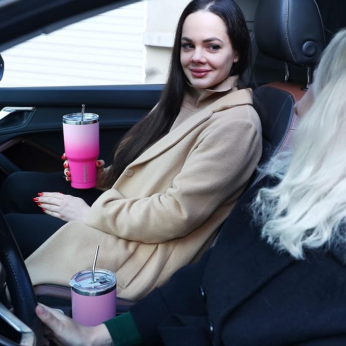 BJPKPK 30oz Color Block Tumbler With Lid And Straw,Stainless Steel Double Wall Vacuum Insulated Tumblers,Ocean Dream