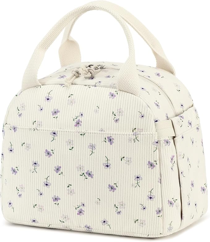 Bluboon Lunch Bag for Women Men Cute Corduroy Lunch Tote Bags Reusable Insulated Lunch Box Large Capacity Reusable Insulated Cooler for Work Picnic or Travel