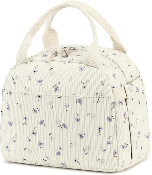 Bluboon Lunch Bag for Women Men Cute Corduroy Lunch Tote Bags Reusable Insulated Lunch Box Large Capacity Reusable Insulated Cooler for Work Picnic or Travel