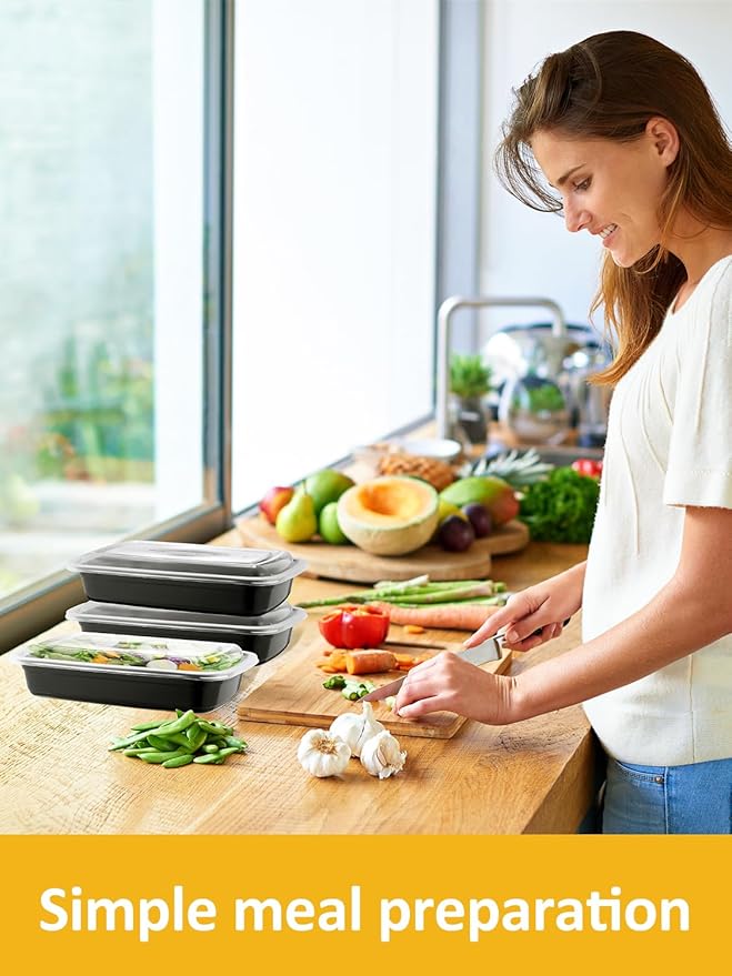 60 Sets 28oz Meal Prep Container - Reusable Plastic Food Storage Containers with Lids, Fits Microwave, Freezer and Dishwasher Safe