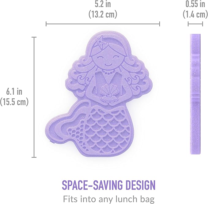 Bentgo Buddies Glitter Reusable Ice Packs - Slim Ice Packs for Lunch Boxes, Lunch Bags, and Coolers - Multicolored 4-Pack (Mermaid)