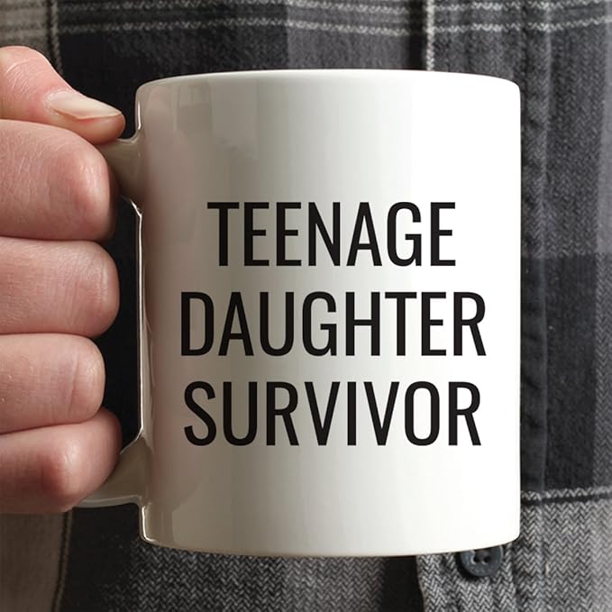 Andaz Press 11oz. Father's Day Coffee Mug Gift, Teenage Daughter Survivor, 1-Pack, Funny Dad Birthday Christmas Gift Ideas